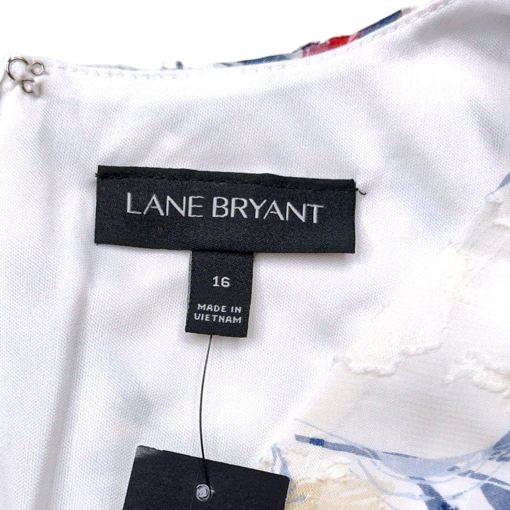 Lane Bryant Women's Elegant Floral Burnout Dress W/Tie Summer Wedding Size 16 - Picture 7 of 14